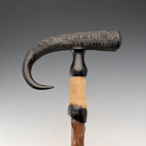 ヴィンテージ シャモア ホーン&レッグハンドル 紳士用ステッキ ブラウンシャフト 91cm